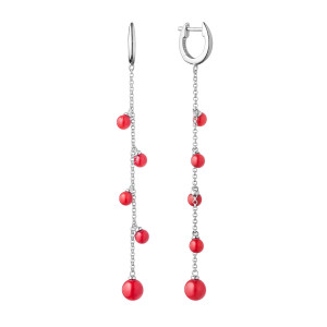 Cercei argint lungi cu lantisor si coral rosu DiAmanti SK20498EL-G (Argint 925‰ 3,2 g.)